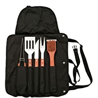 Maestro Set de Utensilios de Barbacoa- Acero Inoxidable- Negro- 25x12x10 cm